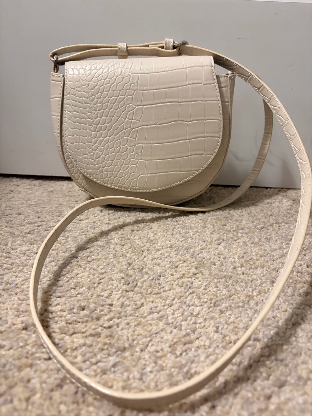 A New Day Croc-Embossed Cream Crossbody Bag